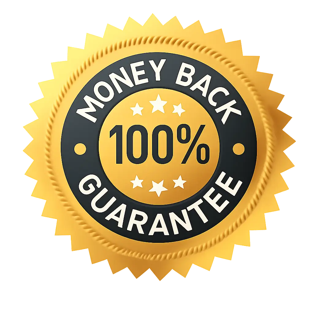 100% Money Back Guarantee seal